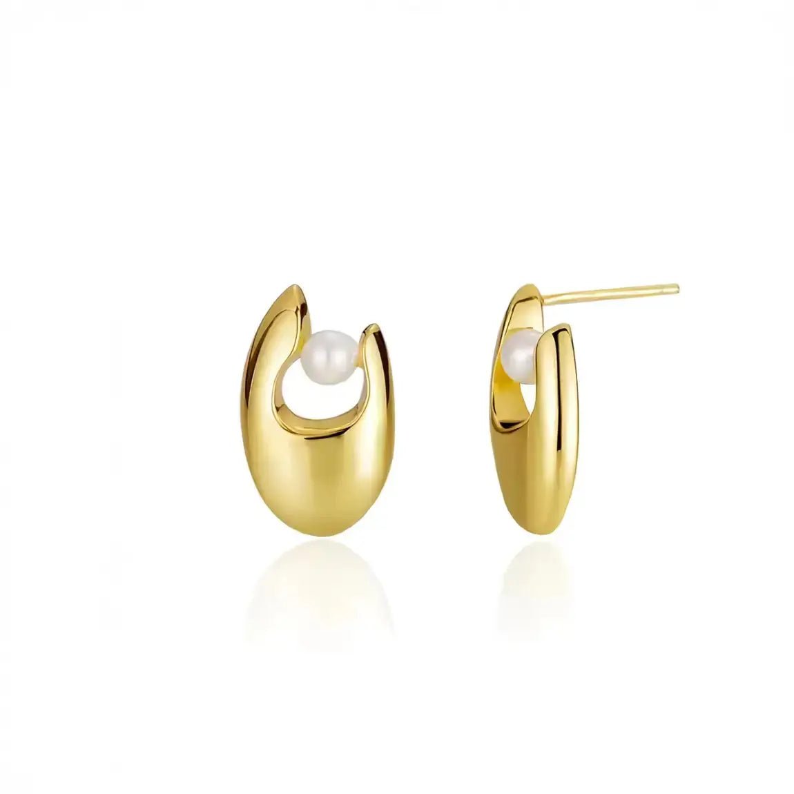 Сребърни обици с перли U - образен дизайн – by Crystal Pro Jewellery