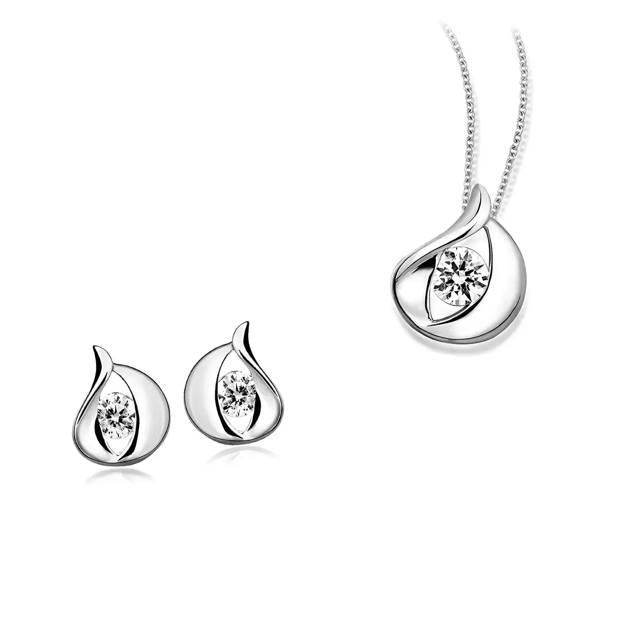 Сребърни обици Сълза с бляскави цирконии – by Crystal Pro Jewellery