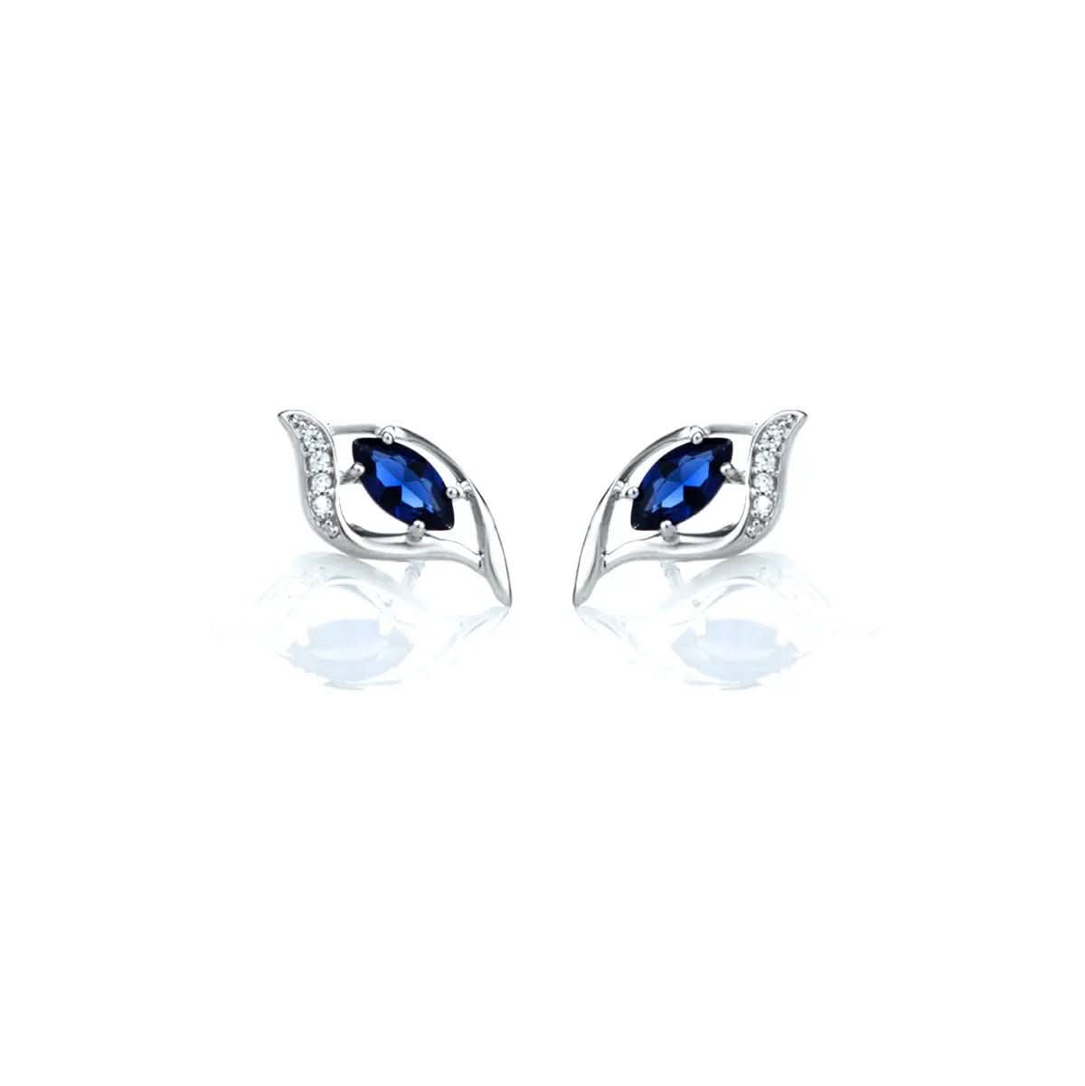 Сребърни обици със сапфирен блясък и бели цирконии – by Crystal Pro Jewellery