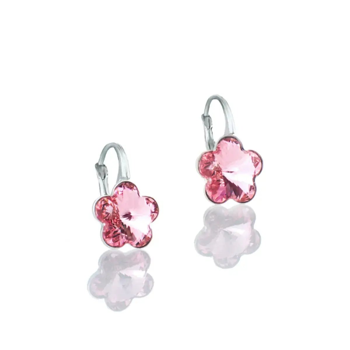 Сребърни обици Цвете с австрийски кристали – by Crystal Pro Jewellery