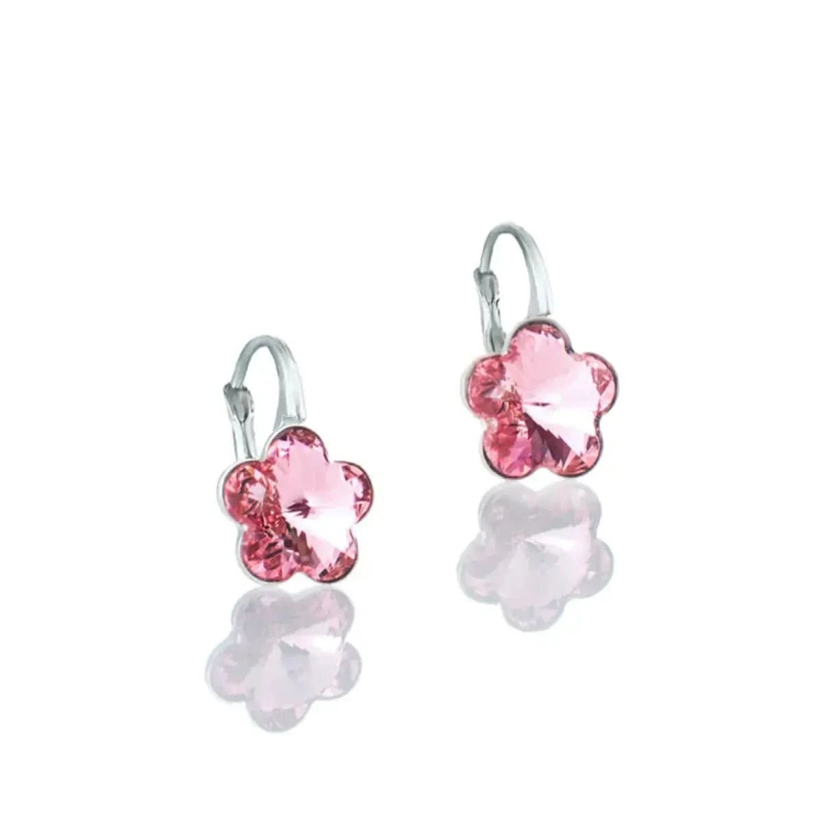 Сребърни обици Цвете с австрийски кристали – by Crystal Pro Jewellery
