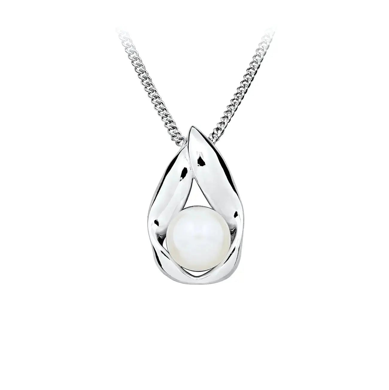 Сребърно колие с естествена речна перла Pearl Embrace – by Crystal Pro Jewellery