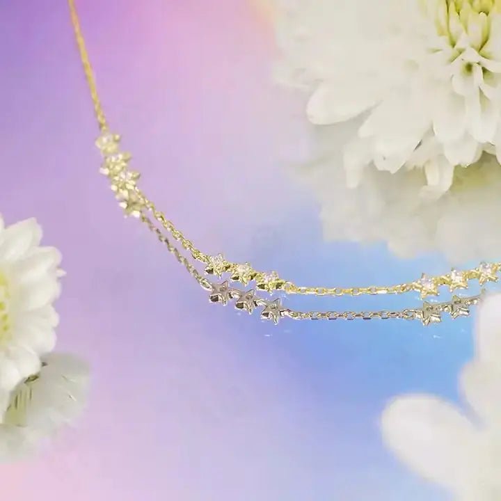 Сребърно колие Звезден блясък 18К покритие от злато – by Crystal Pro Jewellery