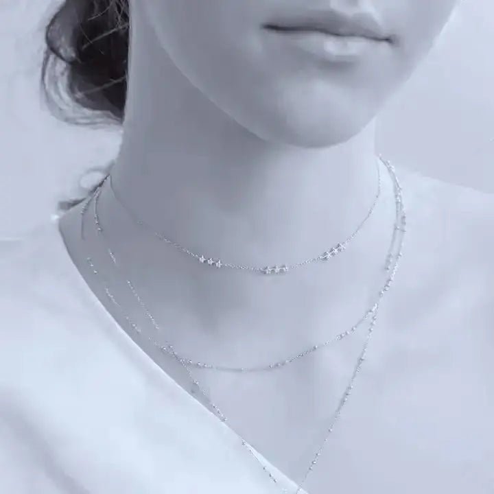 Сребърно колие Звезден блясък 18К покритие от злато – by Crystal Pro Jewellery