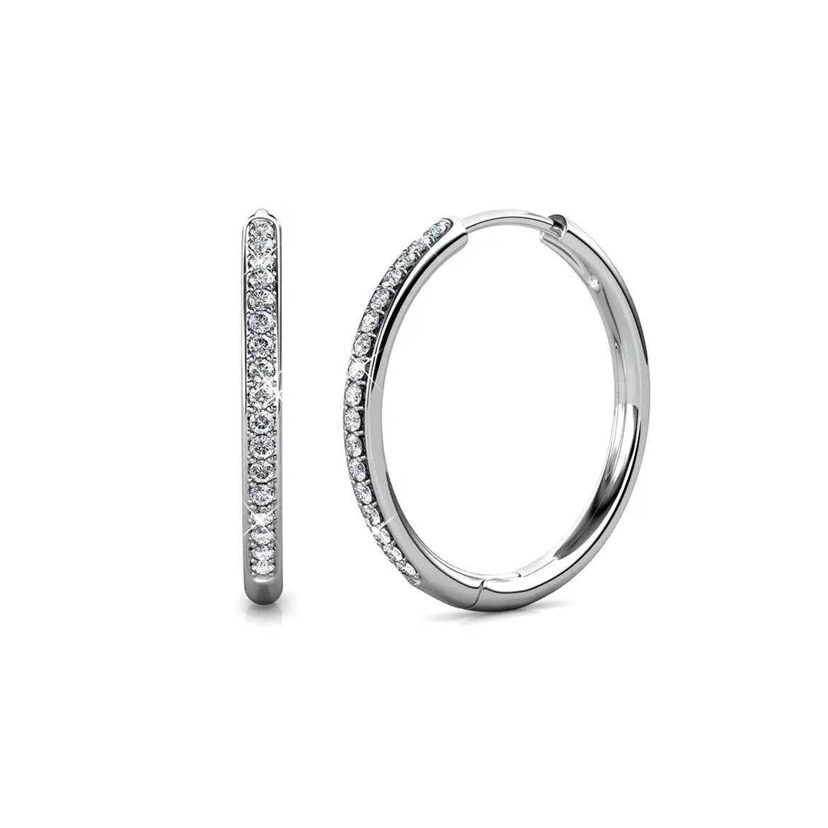 Фини халки с кристален акцент и 18К бяло златно покритие