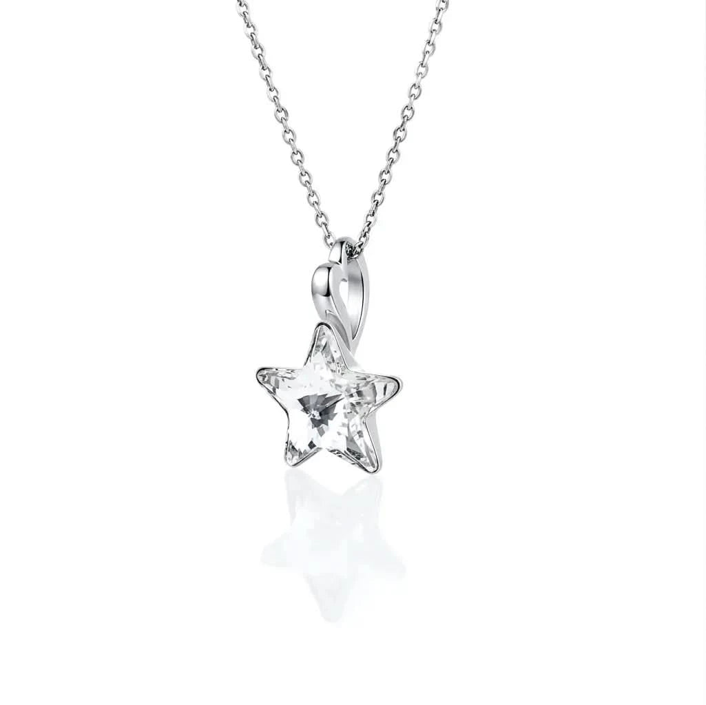 Starlight Glow Silver Necklace with Austrian Crystal in Iridescent Colors