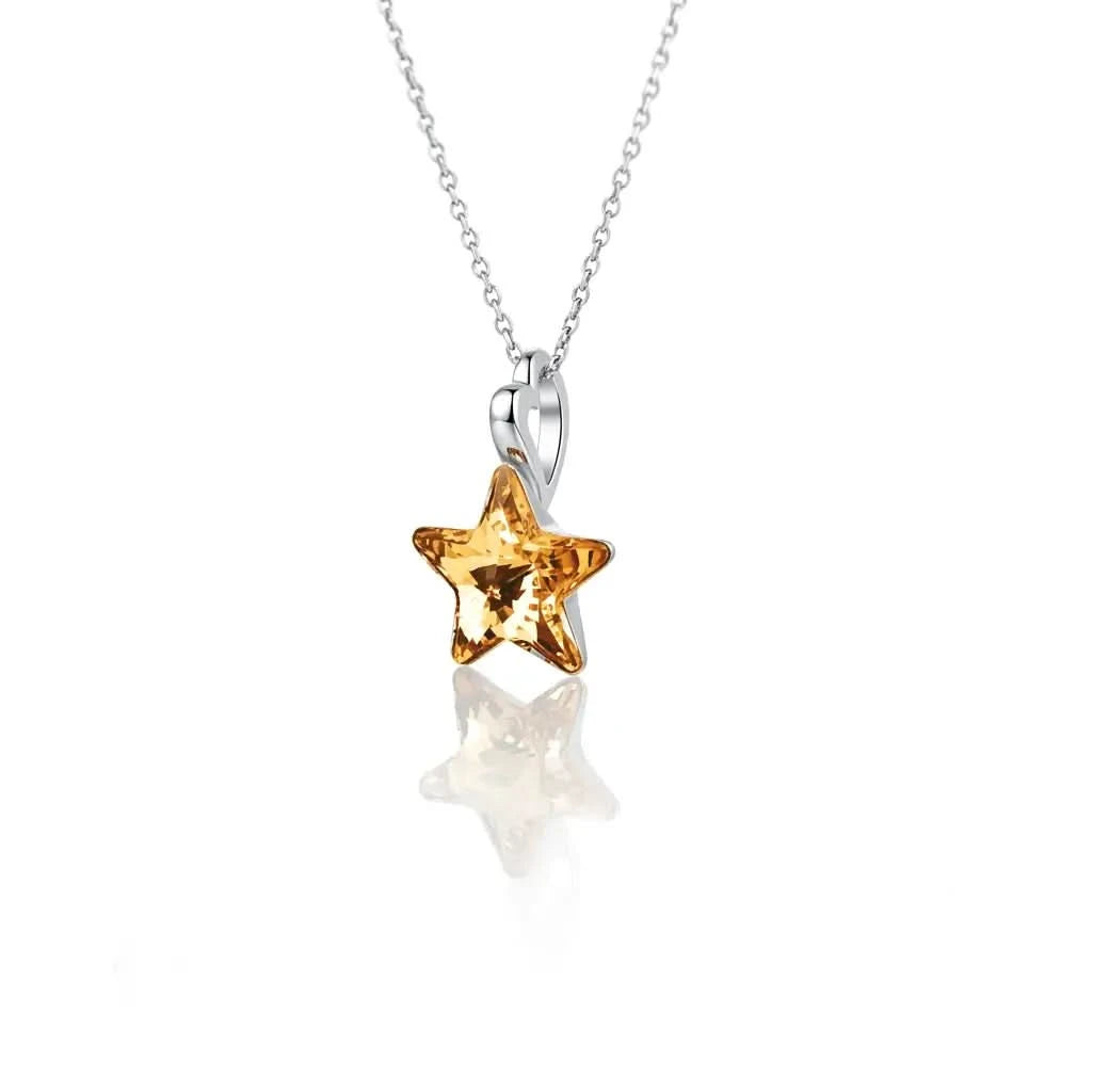 Starlight Glow Silver Necklace with Austrian Crystal in Iridescent Colors