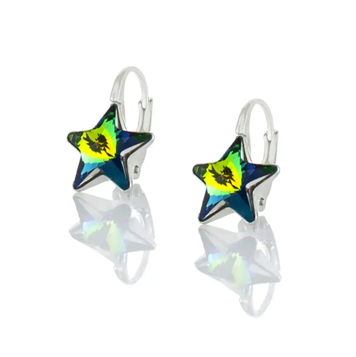 Starlight Glow Сребърни обици с австрийски кристали в преливащи цветове – by Crystal Pro Jewellery