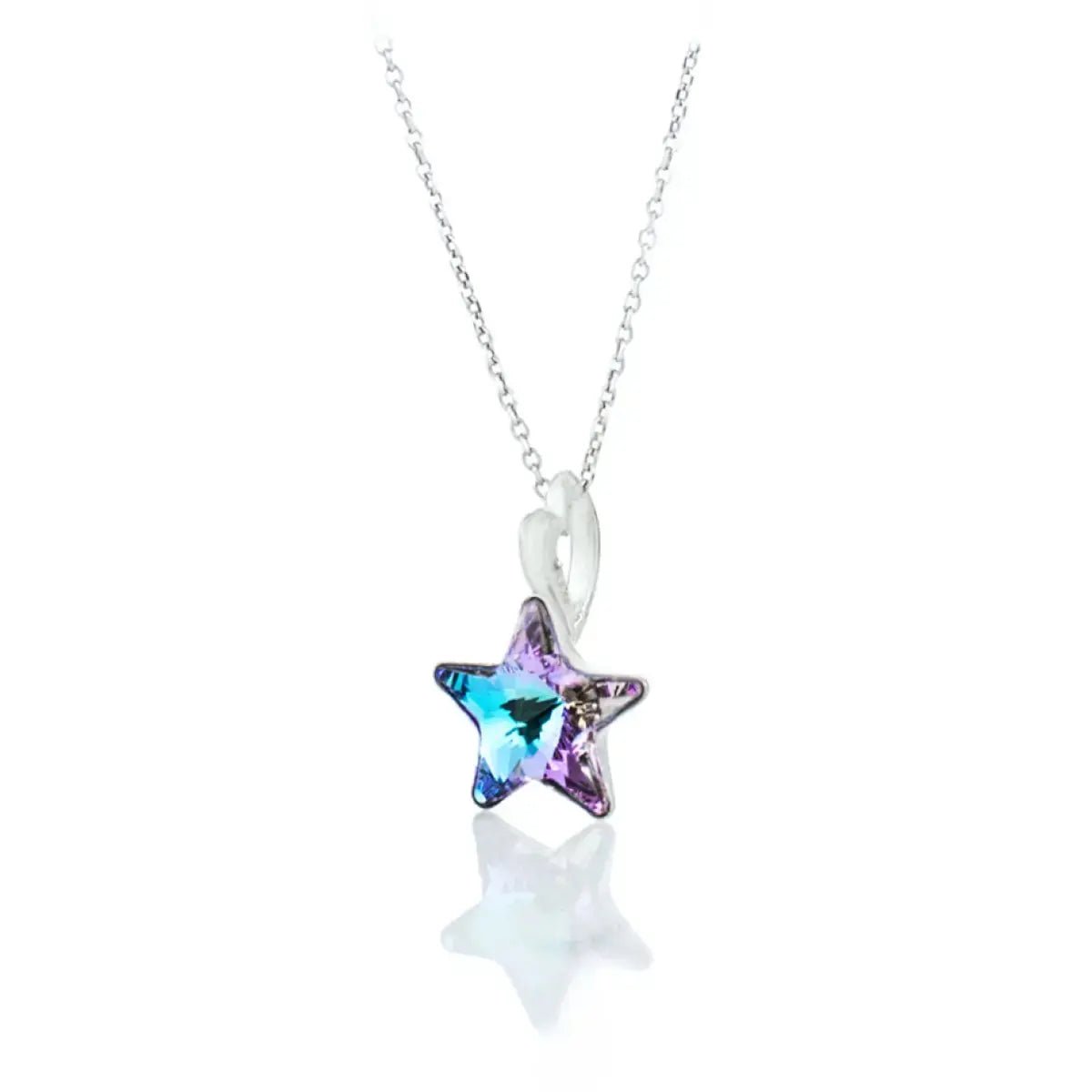 Starlight Glow Сребърно колие с австрийски кристал в преливащи цветове – by Crystal Pro Jewellery