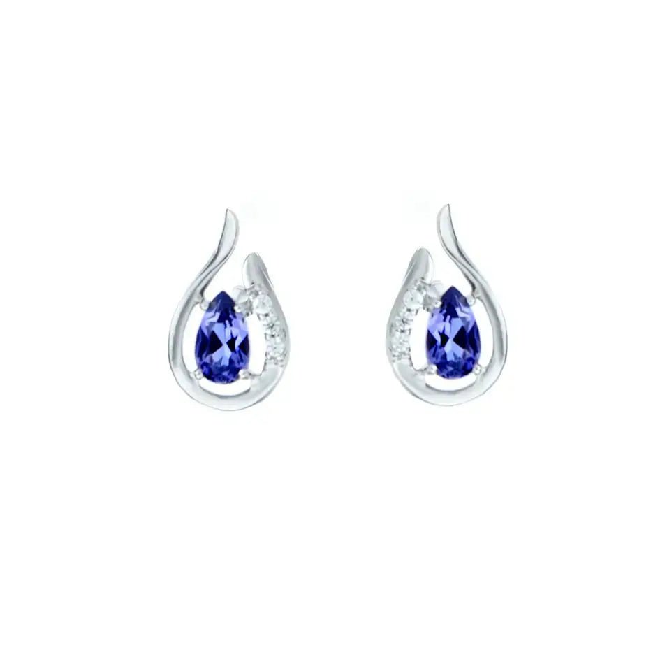 Стилни сребърни обици в наситено лилаво Дизайн на капчица – by Crystal Pro Jewellery