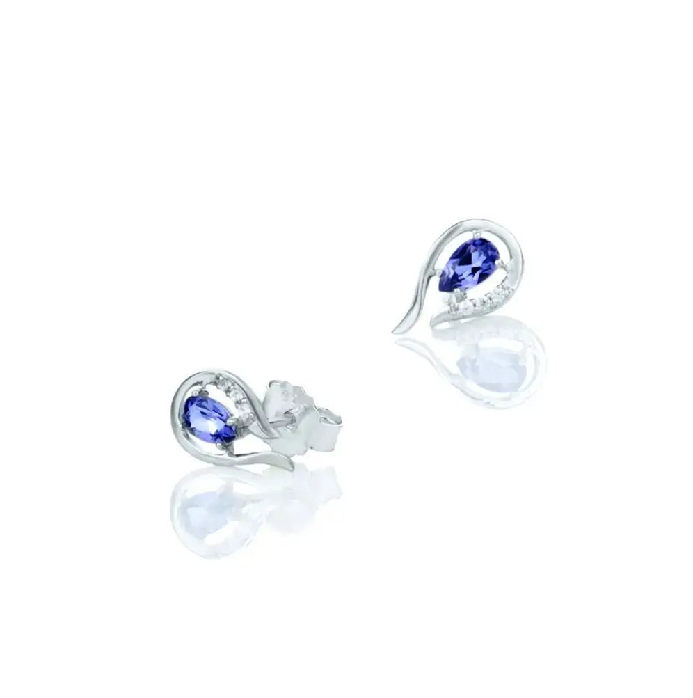 Стилни сребърни обици в наситено лилаво Дизайн на капчица – by Crystal Pro Jewellery