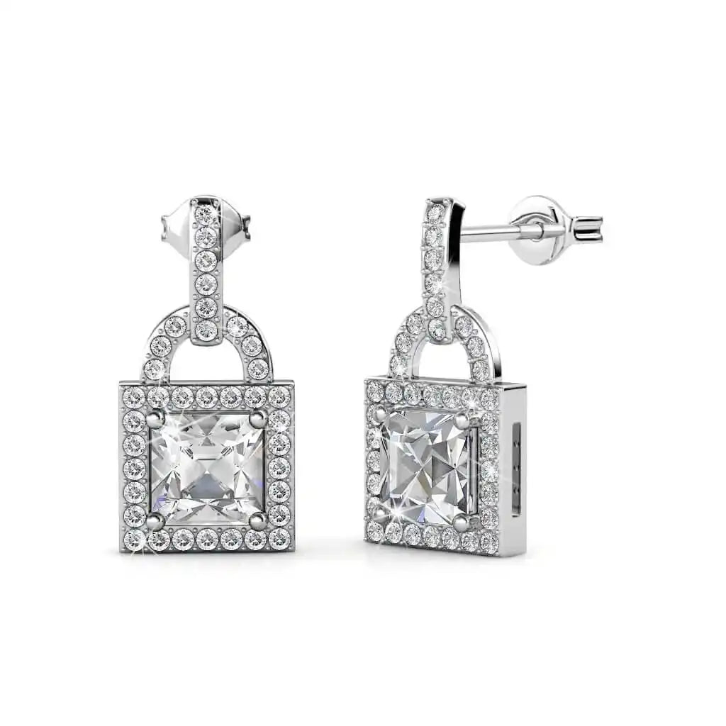 Vintage Padlock Earrings with 18K Rose Gold Plating