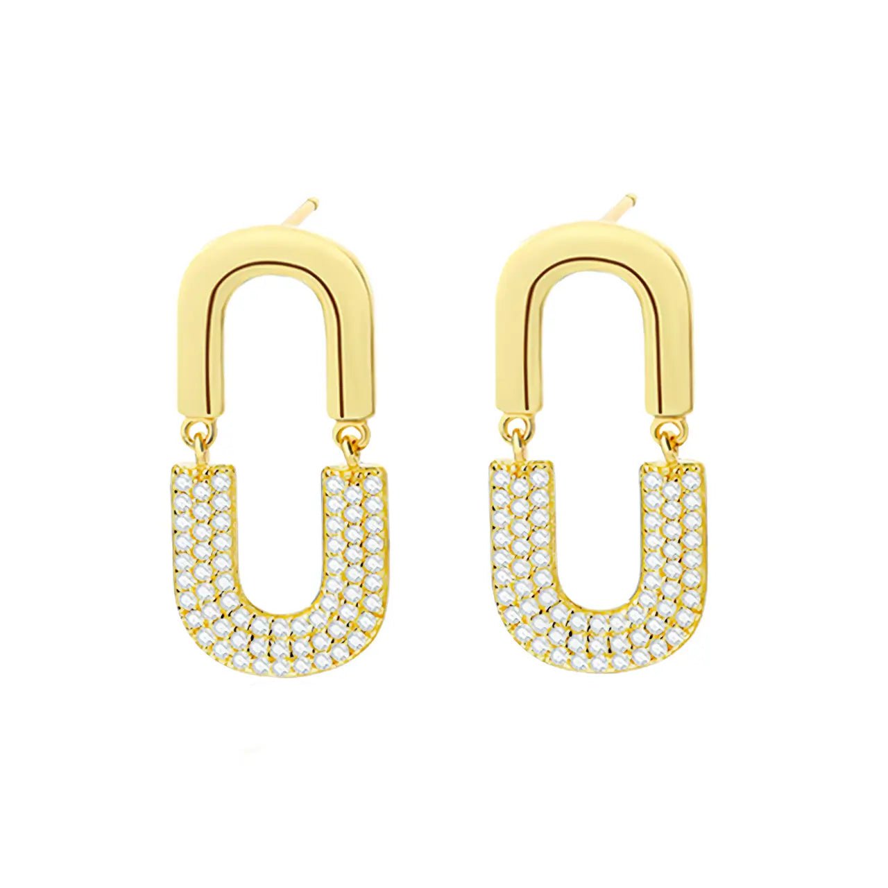 Висящи обици Bold Shine Сребро 925 с 18K Златно покритие и цирконии – by Crystal Pro Jewellery