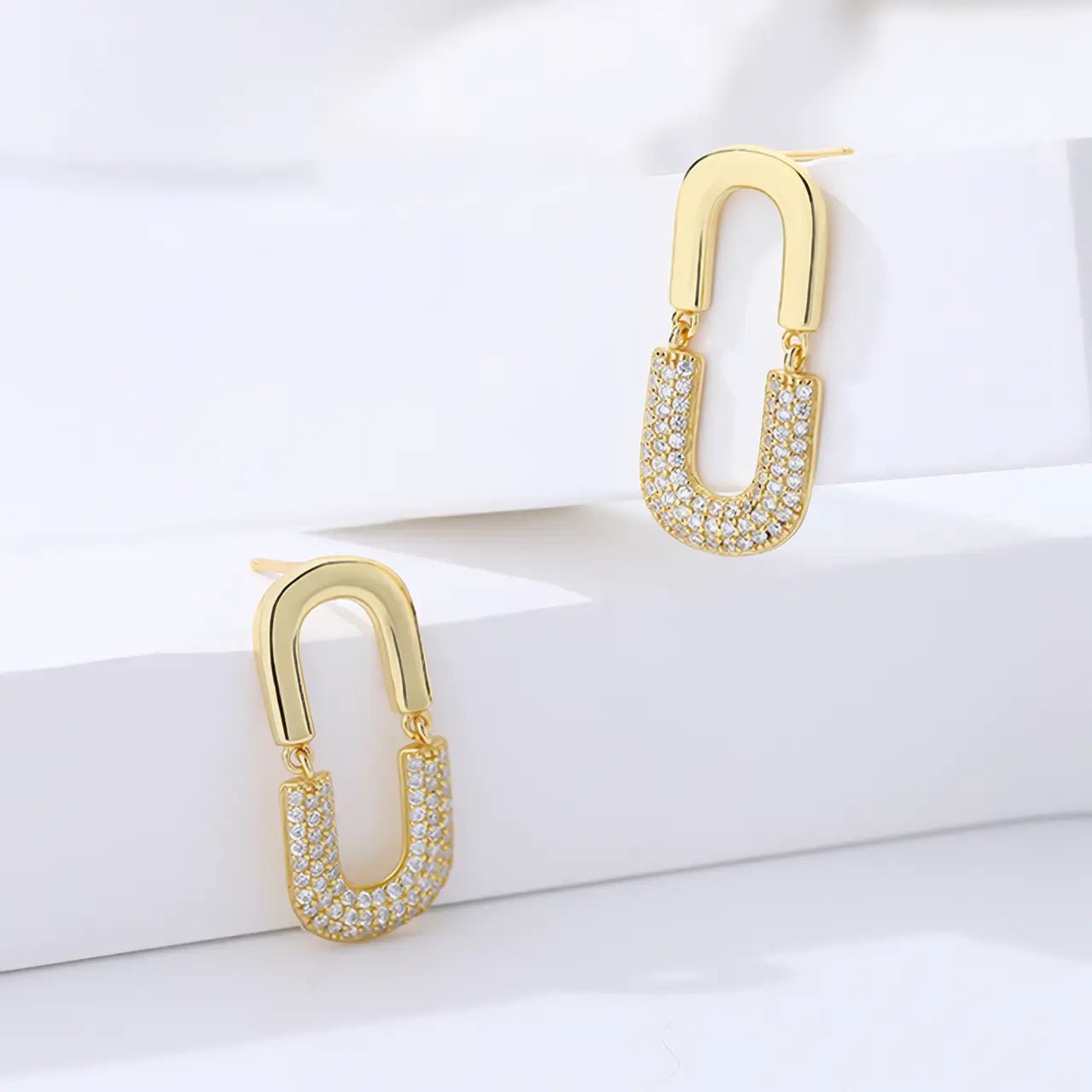 Висящи обици Bold Shine Сребро 925 с 18K Златно покритие и цирконии – by Crystal Pro Jewellery