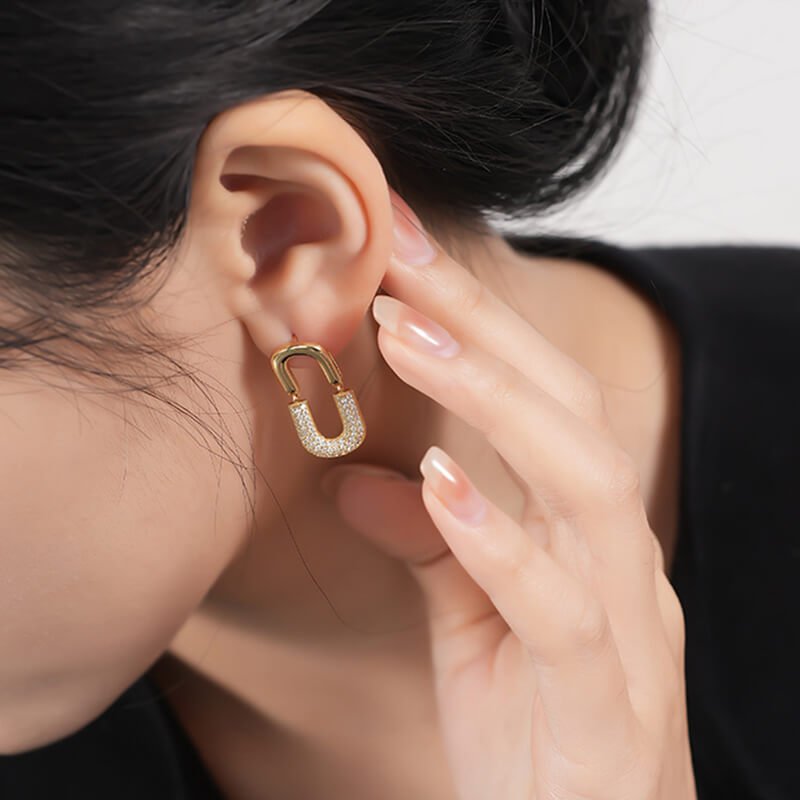 Висящи обици Bold Shine Сребро 925 с 18K Златно покритие и цирконии – by Crystal Pro Jewellery