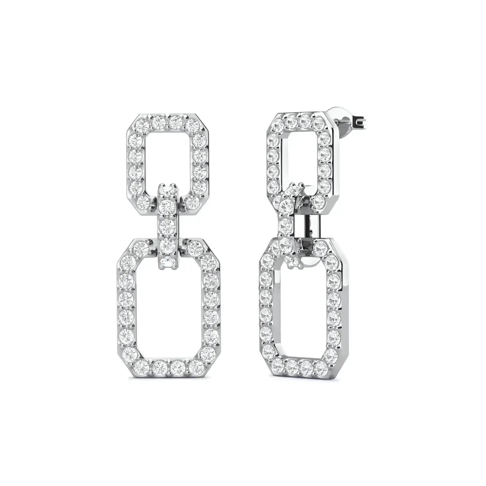 Висящи обици с вградени австрийски кристали 18к покритие от бяло злато – by Crystal Pro Jewellery
