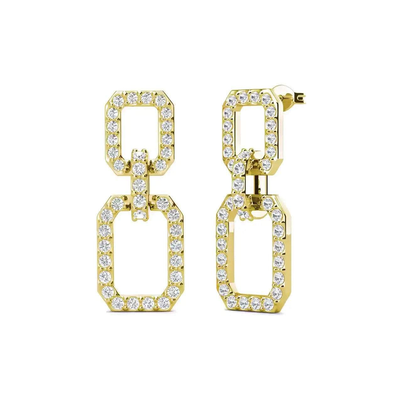 Висящи обици с вградени австрийски кристали 18к покритие от бяло злато – by Crystal Pro Jewellery