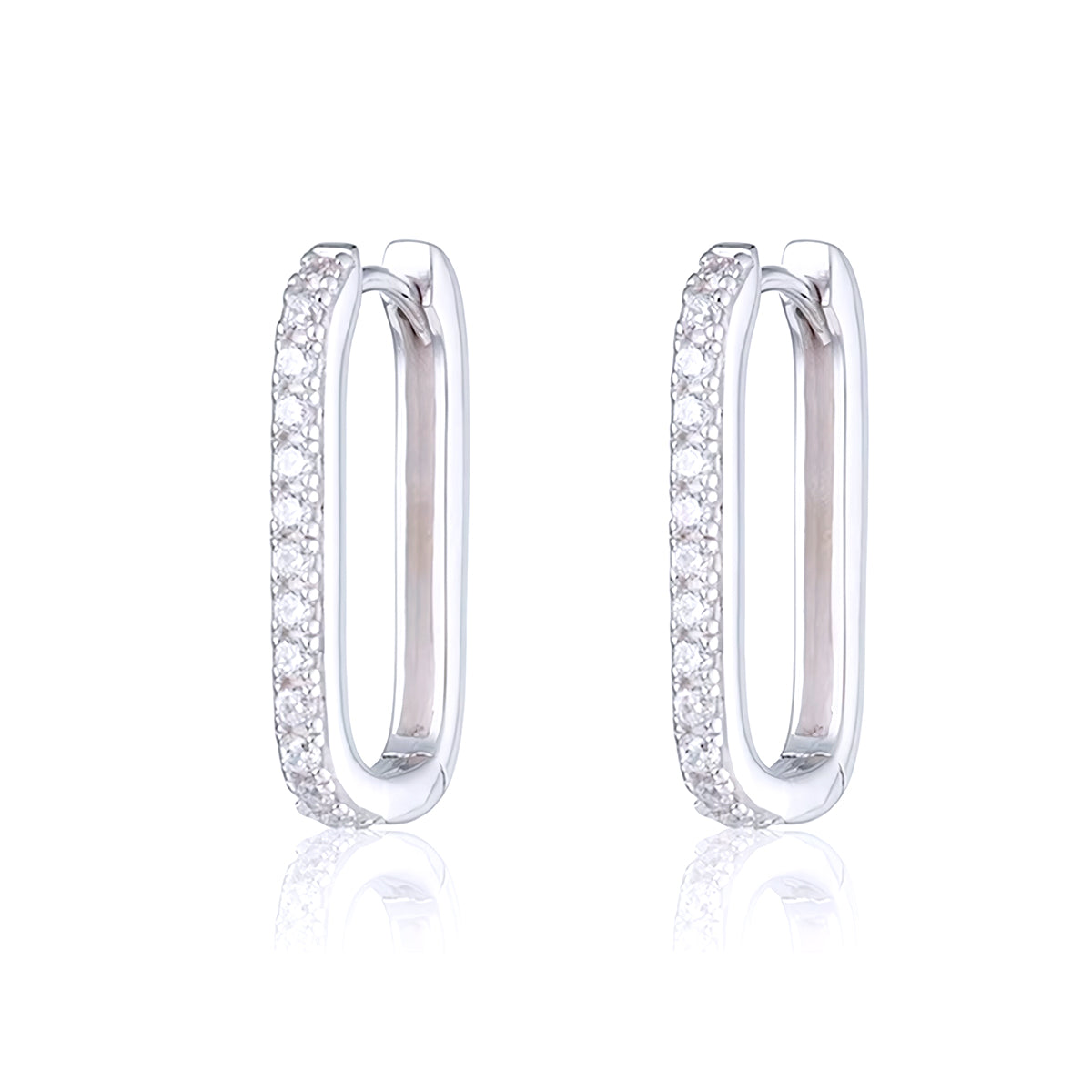 Silver earrings Oval shaped hoop earrings